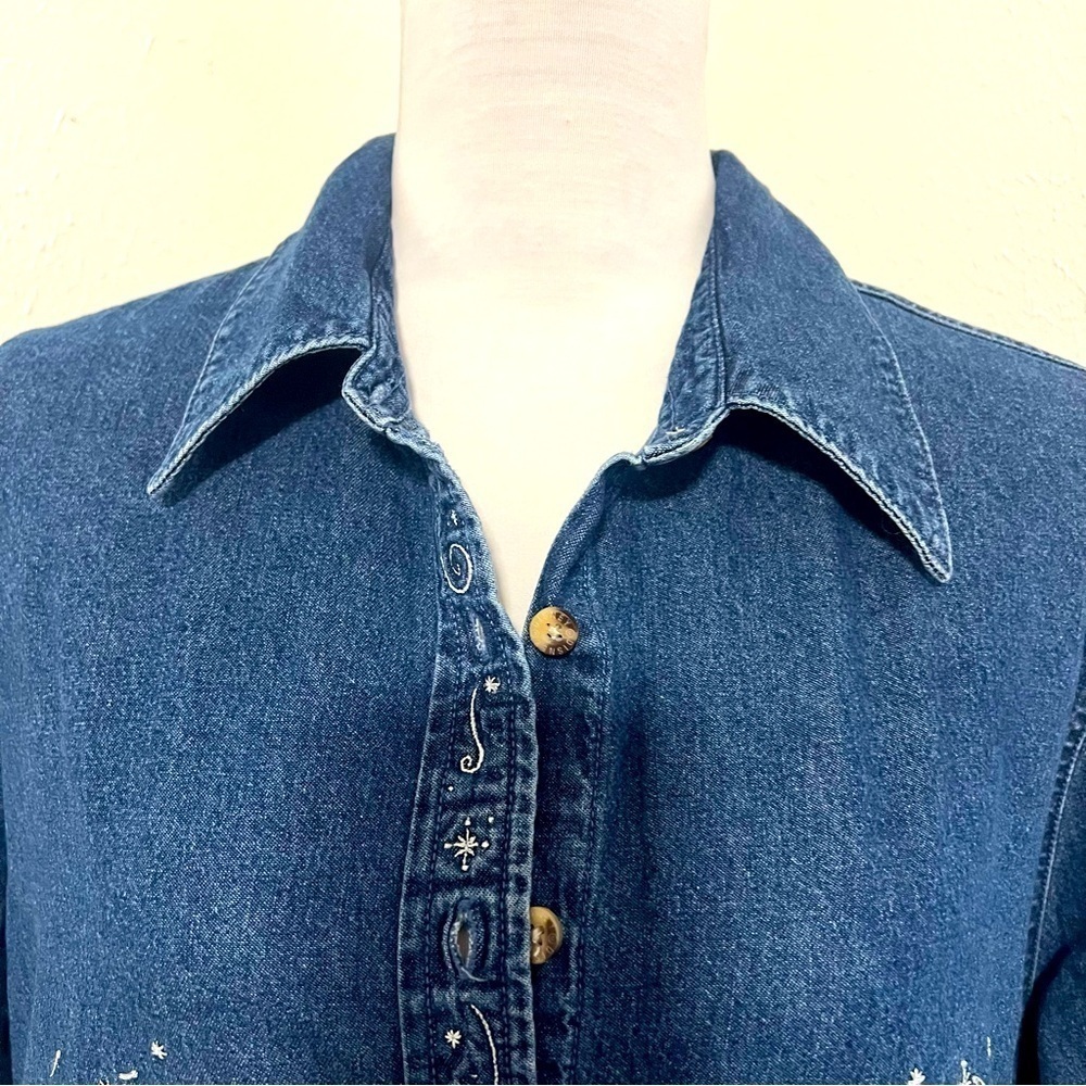 Vintage Disney XL Denim Long Sleeve Jean Dress Embroidery Winnie Pooh Tigger EUC - Picture 7 of 14